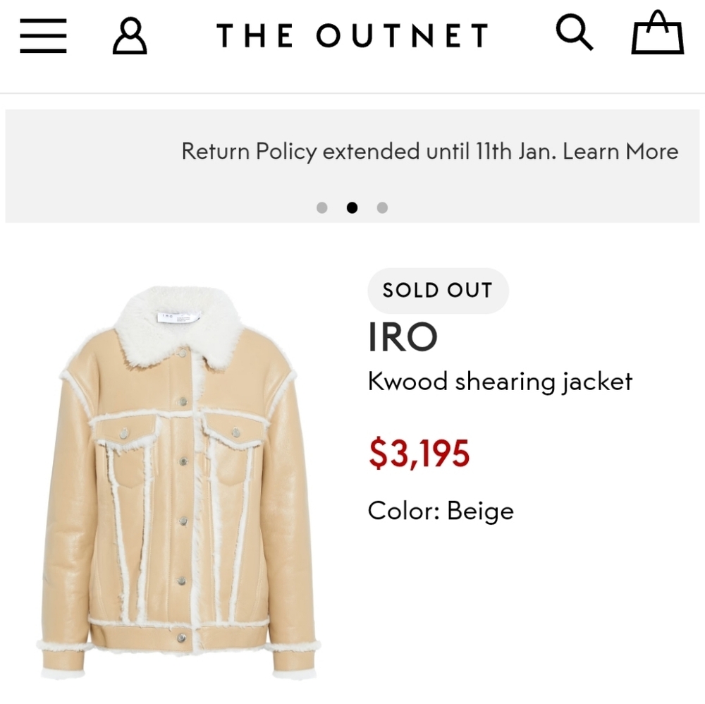 NWT $3,195 Iro Paris Kwood Shearing 100% Sheep Shearling Lamb Leather Jacket